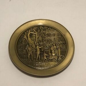 Vintage Currier and Ives Country Life Brass Decorative Plate